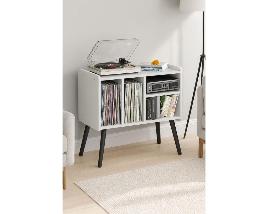 Mid Century Modern Record Player Stand: Vinyl Storage Cabinet